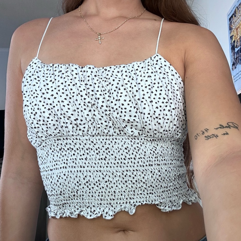 Polka Dot White Crop Top